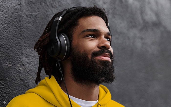Person listening peacefully