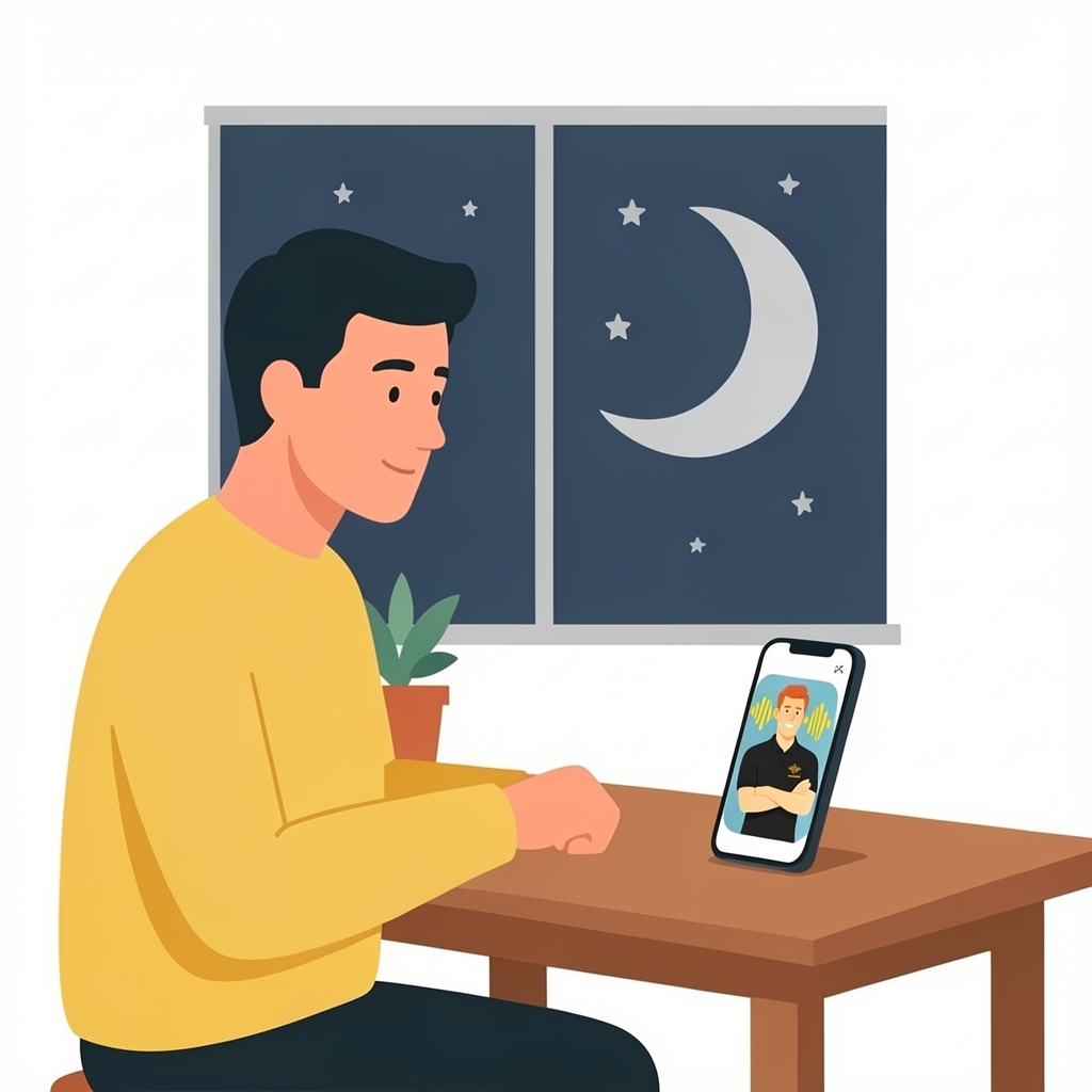 Illustration of a night call with the AI coach